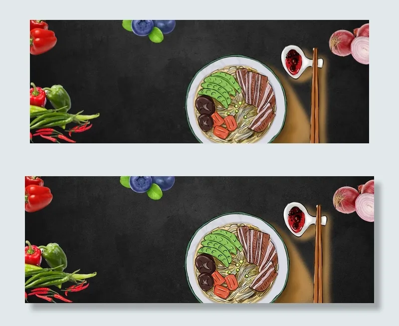 黑色大气挂面食品面条淘宝banner(1920*700px 	       )psd模版下载