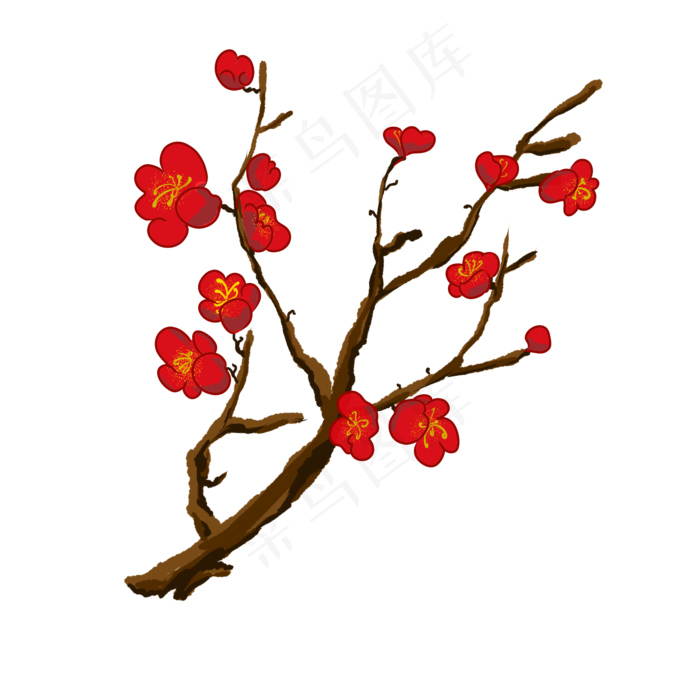 花卉梅花红色矢量图