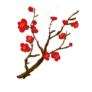 花卉梅花红色矢量图