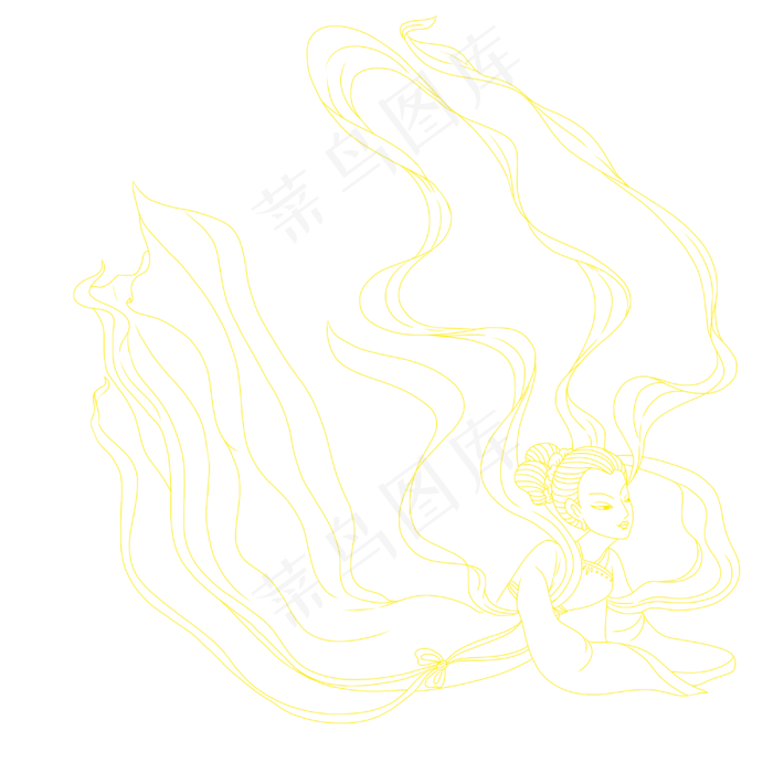 奔月线描嫦娥(3000X3000(DPI:300))psd模版下载
