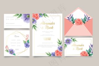 婚礼请柬和菜单模板
