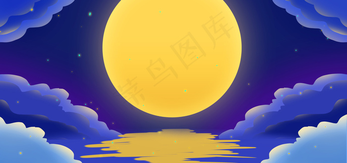 中秋节手绘风banner背景