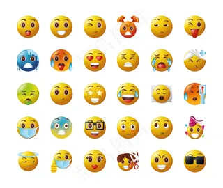 白色背景上的一组表情符号