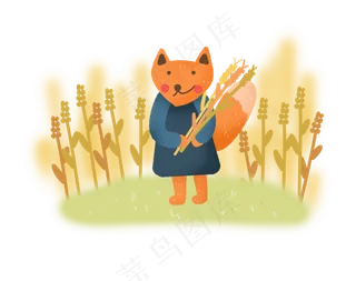 秋天秋日动物狐狸麦子丰收