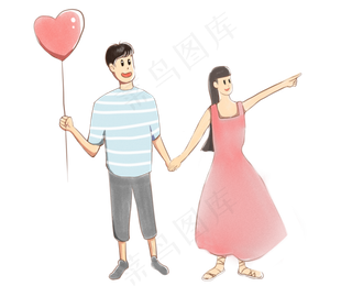 七夕节情人节情侣气球免抠PNG