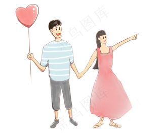 七夕节情人节情侣气球免抠PNG