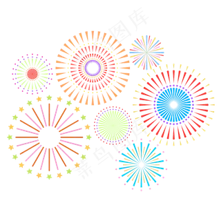 撞色扁平烟花