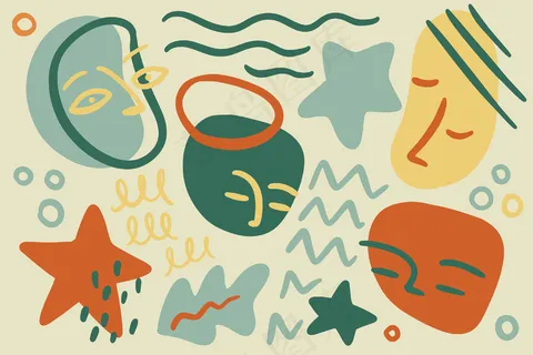 手绘抽象有机形状背景 手绘抽象有机形状背景