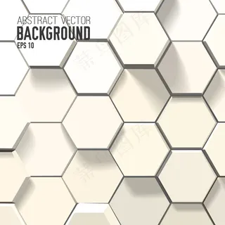 几何六边形的抽象白色背景