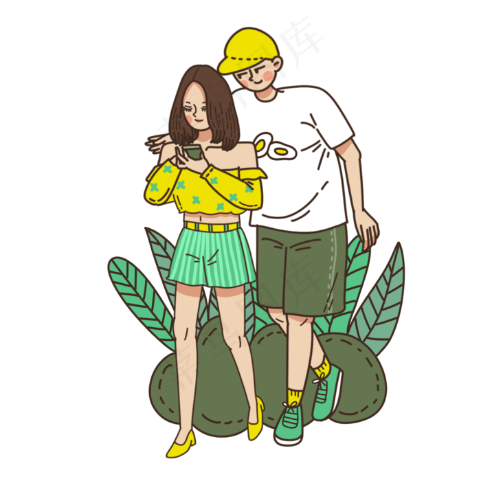 情人节七夕节卡通情侣