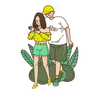 情人节七夕节卡通情侣