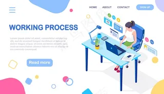 在办公桌旁工作的女商人。办公室内部配备电脑、文件。坐在椅子上的经理