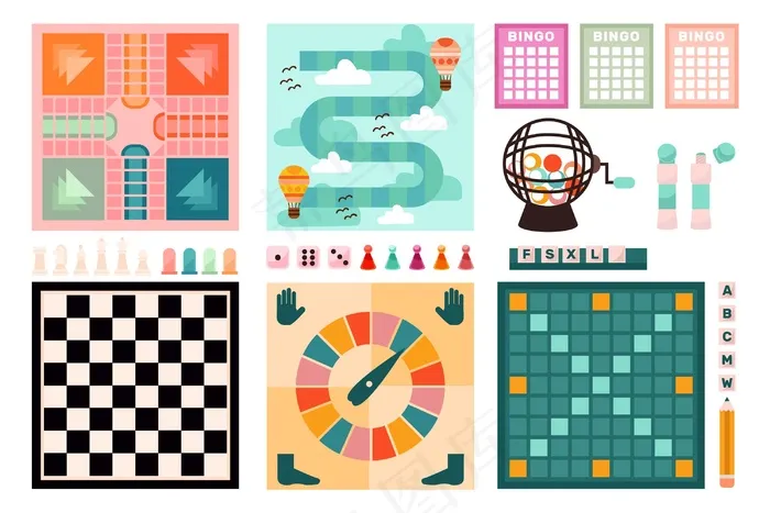 棋盘游戏系列eps,ai矢量模版下载