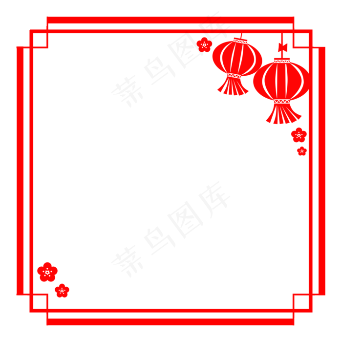 手绘剪纸风边框中国风(2000X2000(DPI:300))psd模版下载