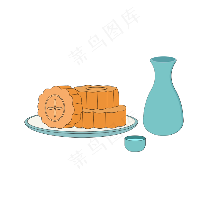 矢量手绘卡通月饼