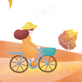 骑车回家的可爱女孩