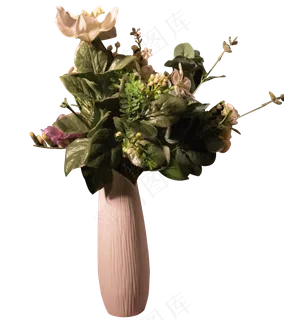 百合花鲜花白色花瓶实物,免抠元素