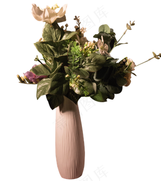 百合花鲜花白色花瓶实物,免抠元素