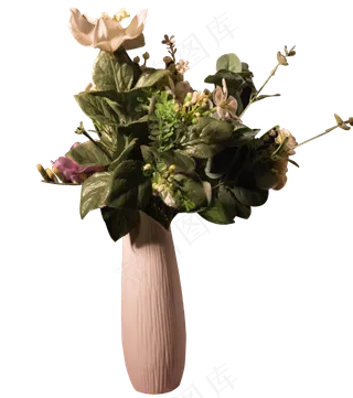 百合花鲜花白色花瓶实物,免抠元素