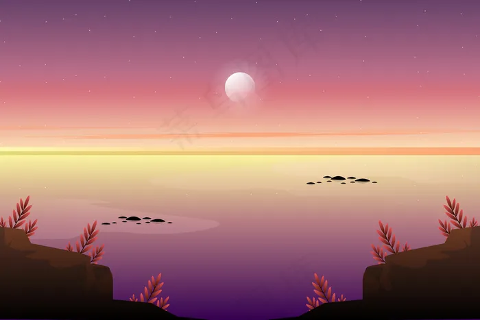 海景背景日落天空