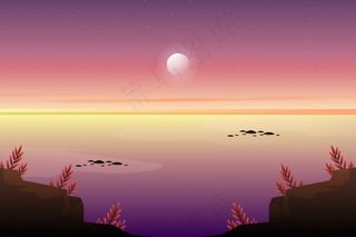 海景背景日落天空