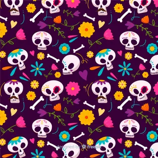 手绘头骨无缝图案设计