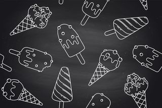 无缝图案，在chlalk背景上添加冰淇淋线条图案