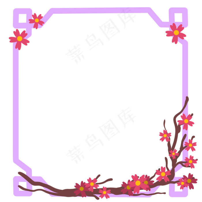 中秋节花枝边框(2000X2000(DPI:300))psd模版下载