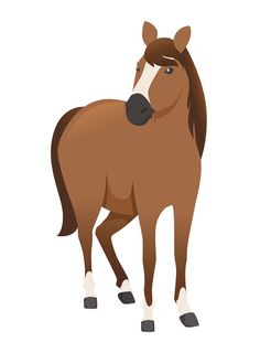 棕马野生或家养动物卡通设计平面矢量图
