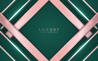奢华的绿色背景，玫瑰金装饰