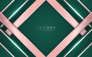 奢华的绿色背景，玫瑰金装饰
