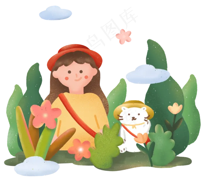 国庆节秋游旅行女孩与猫咪(2675X2362(DPI:300))psd模版下载