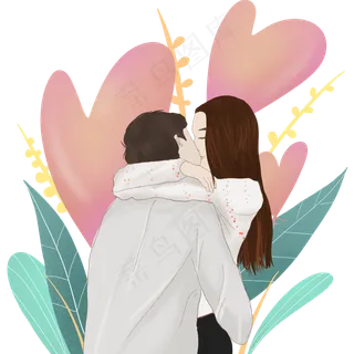 七夕情人节情侣拥抱亲吻浪漫