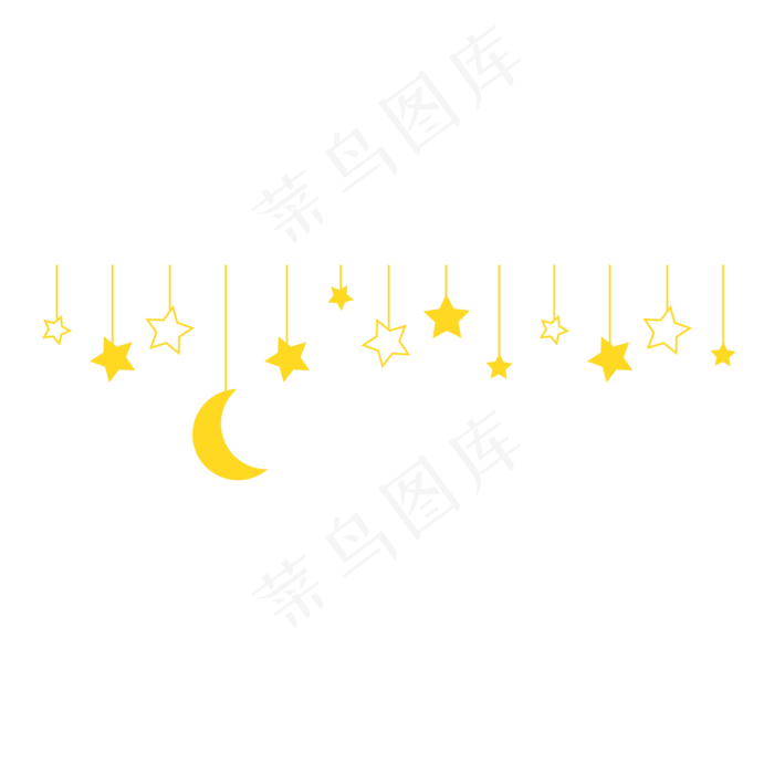七夕节金色星星月亮边框
