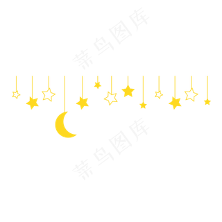 七夕节金色星星月亮边框