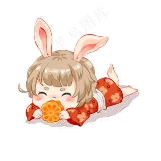 二次元兔女孩过中秋