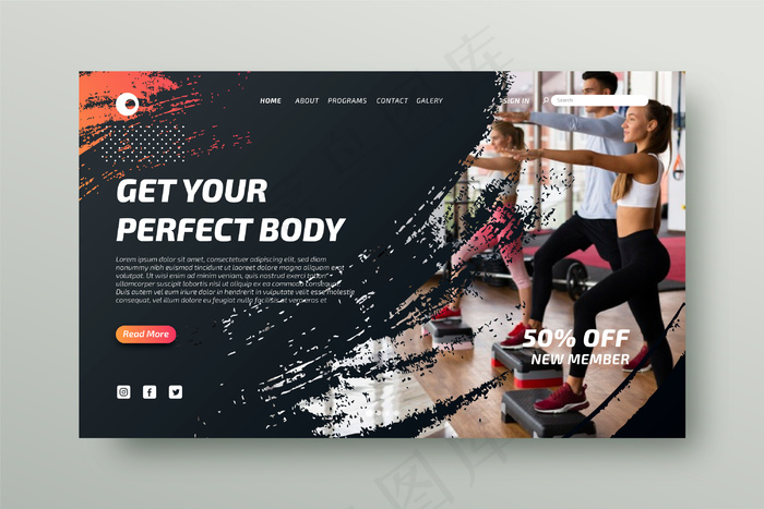 带照片的运动登录页