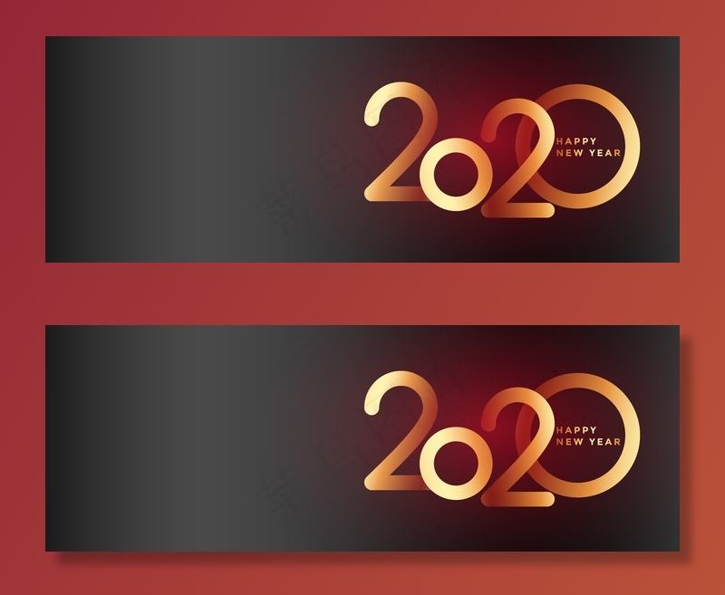 优雅2020新年美丽横幅bannereps,ai矢量模版下载
