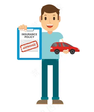一个男人用保险为一辆失事的汽车投保