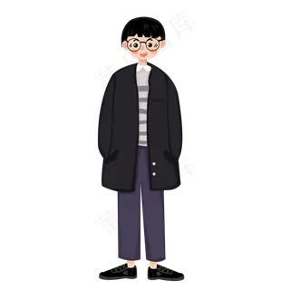 冬季保暖人物手绘素材