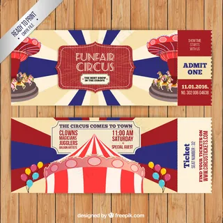 复古风格的马戏团门票套装