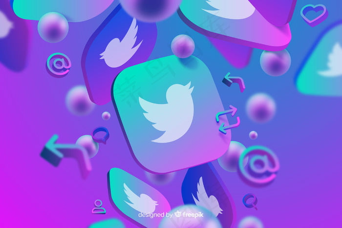 带有twitter徽标的抽象背景eps,ai矢量模版下载