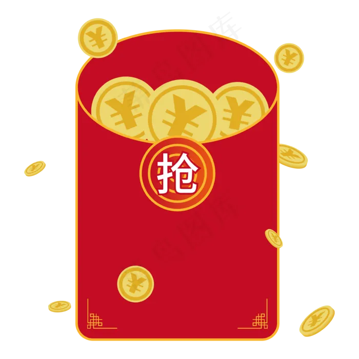 抢红包金币红包素材(3543*3543px 300 dpi )ai矢量模版下载
