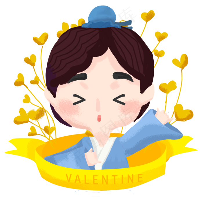 七夕情人节牛郎手绘插画设计商用