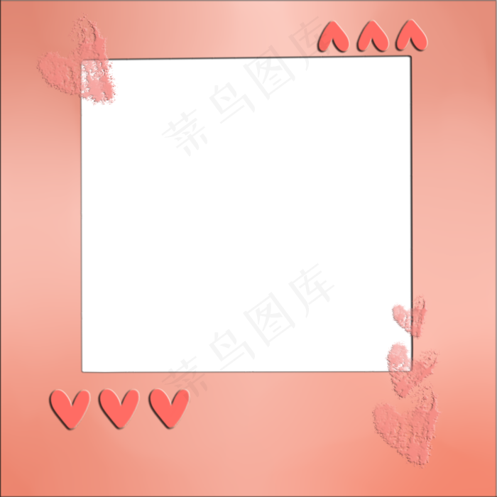 手绘粉色立体相框边框(2000X2000(DPI:300))psd模版下载