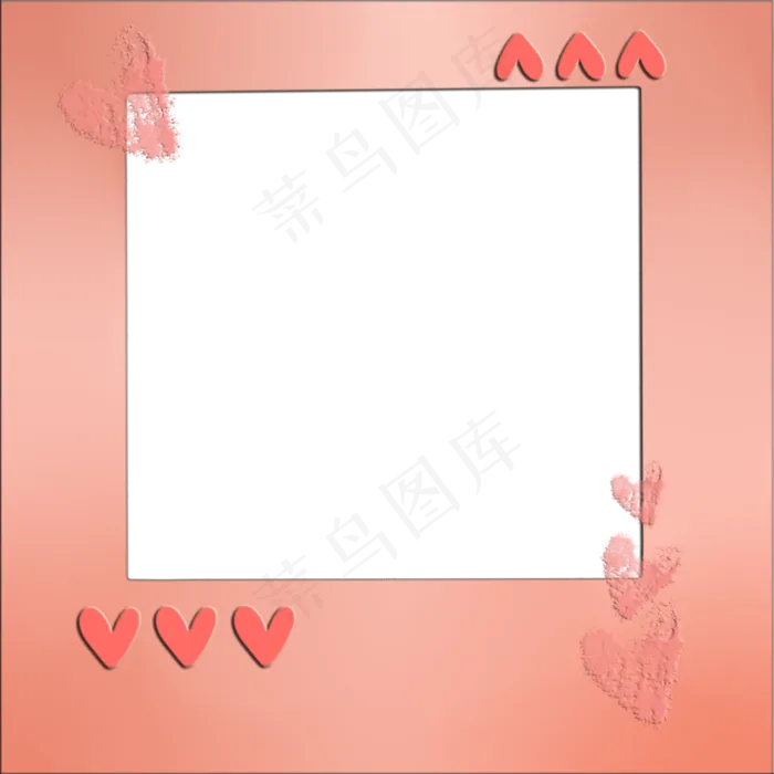 手绘粉色立体相框边框(2000X2000(DPI:300))psd模版下载