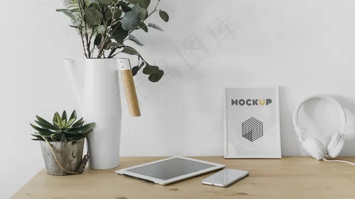 桌子上的模型样机框架psd模版下载
