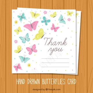 蝴蝶可爱答谢卡
