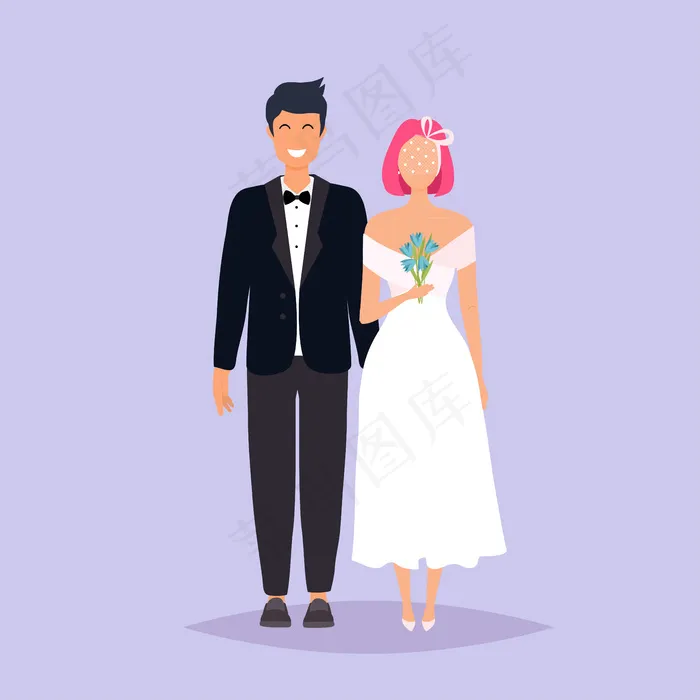 新郎新娘。灰色背景上的婚礼。插图。eps,ai矢量模版下载