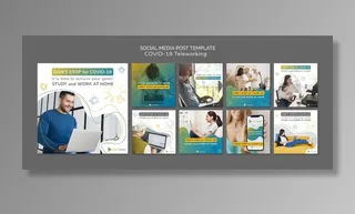 冠状病毒社交媒体帖子模板与图片